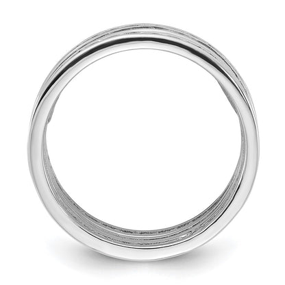 Sterling Silver Rhodium-plated Multi Color CZ 3 Band Set