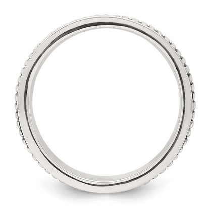 Sterling Silver Polished Oxidized Patterned Men's Ring