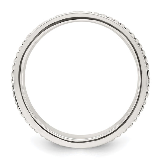 Sterling Silver Polished Oxidized Patterned Men's Ring
