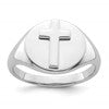 Sterling Silver Rhodium-plated Polished Cross Men's Ring
