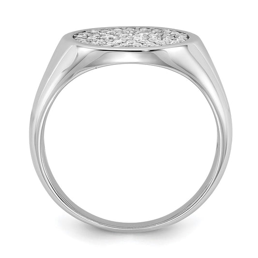 Sterling Silver Rhodium-plated Polished CZ Fashion Men's Ring