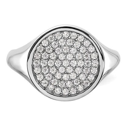 Sterling Silver Rhodium-plated Polished CZ Fashion Men's Ring