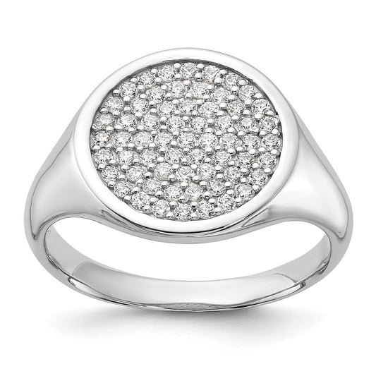 Sterling Silver Rhodium-plated Polished CZ Fashion Men's Ring