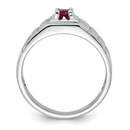 Sterling Silver Rhodium-plated African Ruby Men's Ring