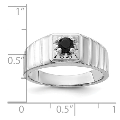 Sterling Silver Rhodium-plated Black Onyx Men's Ring