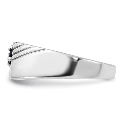 Sterling Silver Rhodium-plated Black Onyx Signet Men's Ring
