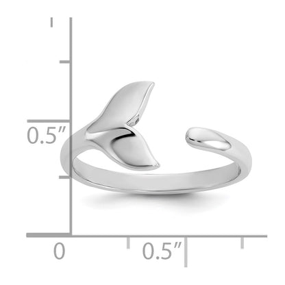 Sterling Silver Rhodium-plated Polished Whale Tail Ring