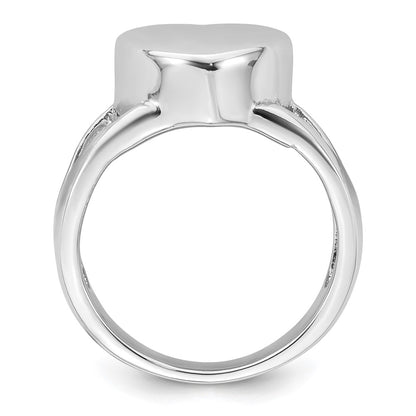 Sterling Silver Rhodium-plated Polished Heart Ash Holder Size 8 Ring