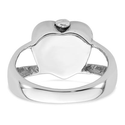 Sterling Silver Rhodium-plated Polished Heart Ash Holder Size 6 Ring