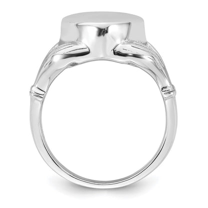 Sterling Silver Rhodium-plated Polished Claddagh Heart Ash Holder Size 8 Ring