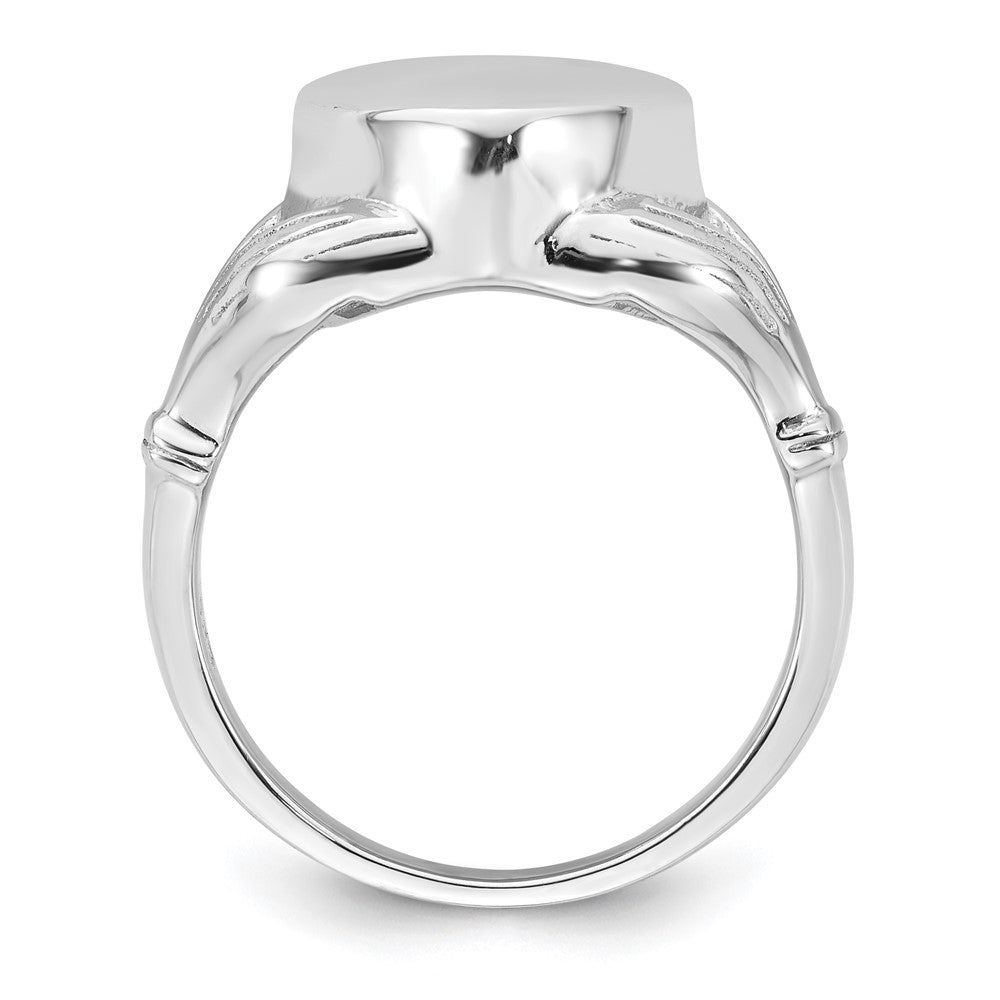 Sterling Silver Rhodium-plated Polished Claddagh Heart Ash Holder Size 7 Ring