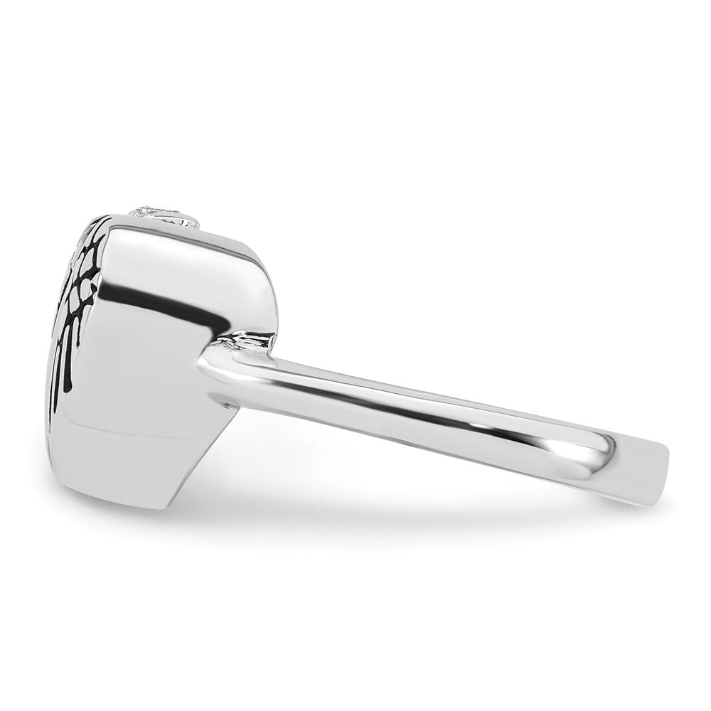 Sterling Silver Rhodium-plated Enameled Heart With Wings FOREVER IN MY HEART (Inside) Ash Holder Size 7 Ring