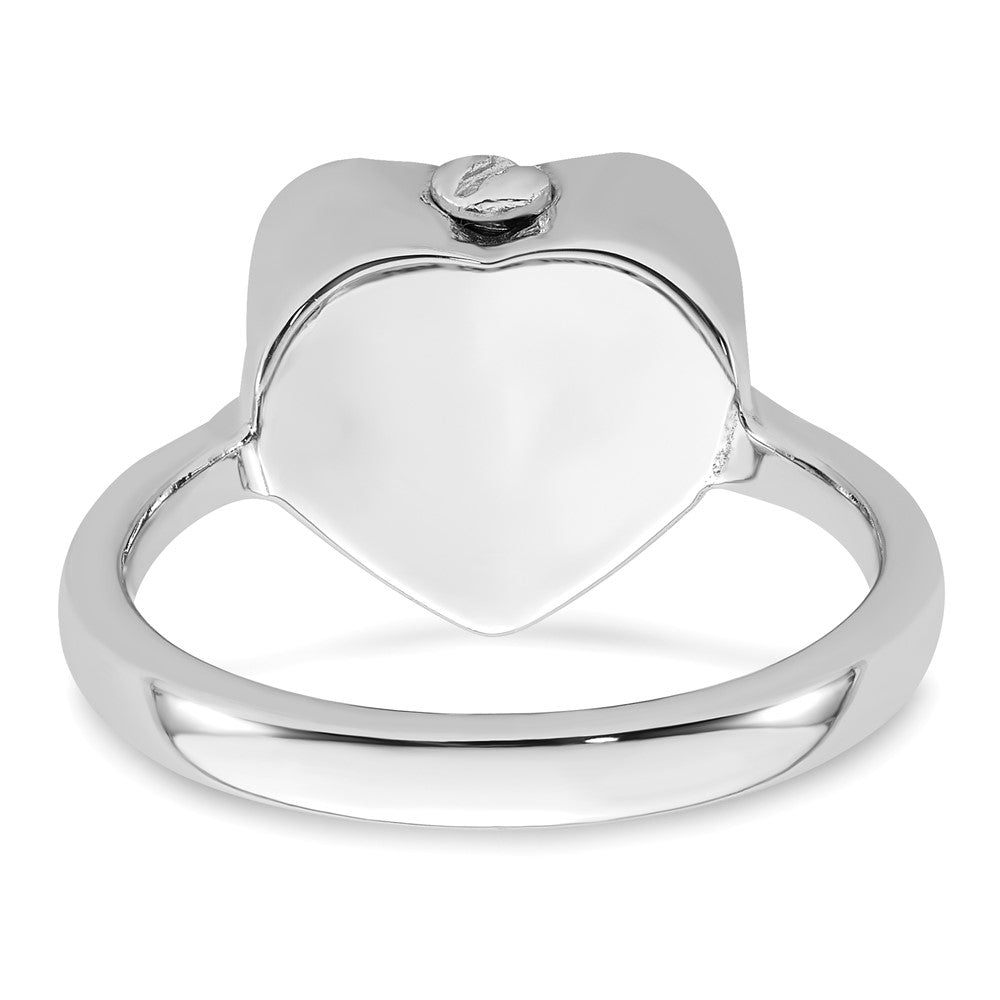 Sterling Silver Rhodium-plated Enameled Heart With Wings FOREVER IN MY HEART (Inside) Ash Holder Size 7 Ring