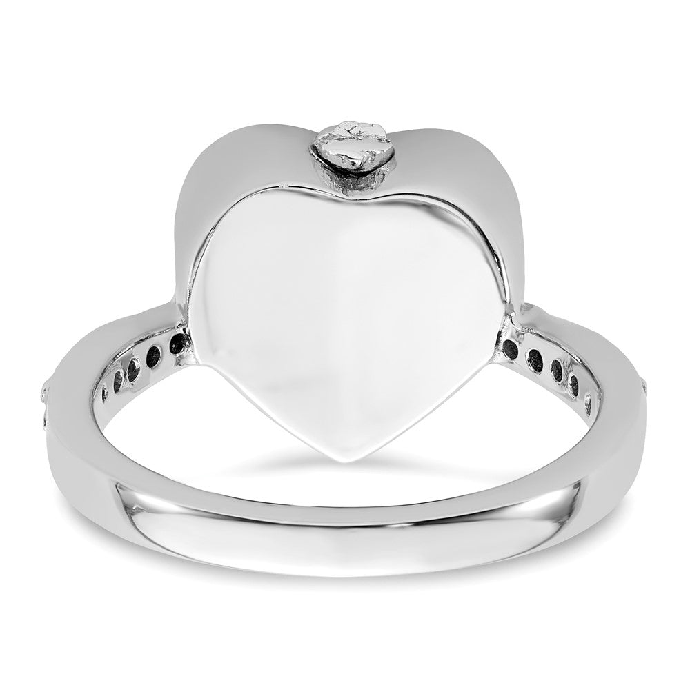 Sterling Silver Rhodium-plated CZ Shank Heart Enameled Paw Print FOREVER IN MY HEART (Inside) Ash Holder Size 7 Ring