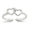 Sterling Silver Polished Interlocking 2-Hearts Toe Ring