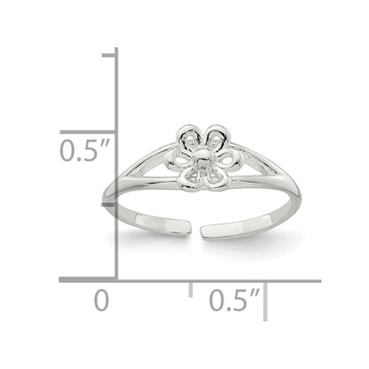 Sterling Silver Polished Flower Toe Ring