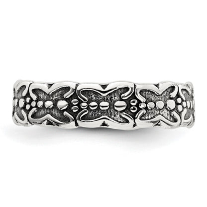 Sterling Silver Polished and Antiqued Butterfly Toe Ring