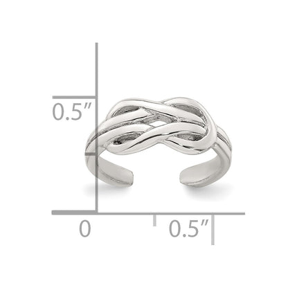 Sterling Silver Polished Knot Infinity Adjustable Toe Ring