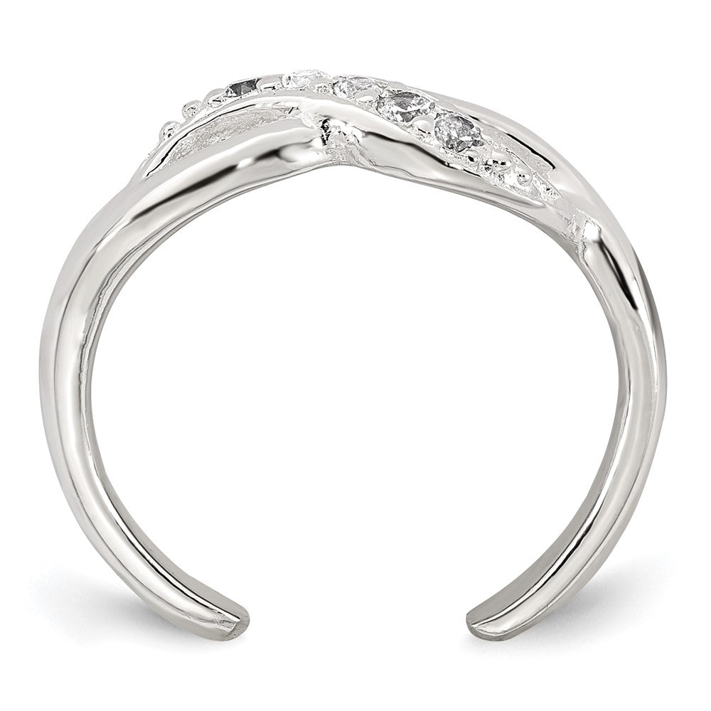Sterling Silver Polished CZ Infinity Adjustable Toe Ring
