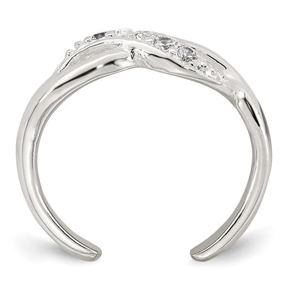 Sterling Silver Polished CZ Infinity Adjustable Toe Ring