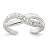 Sterling Silver Polished CZ Infinity Adjustable Toe Ring
