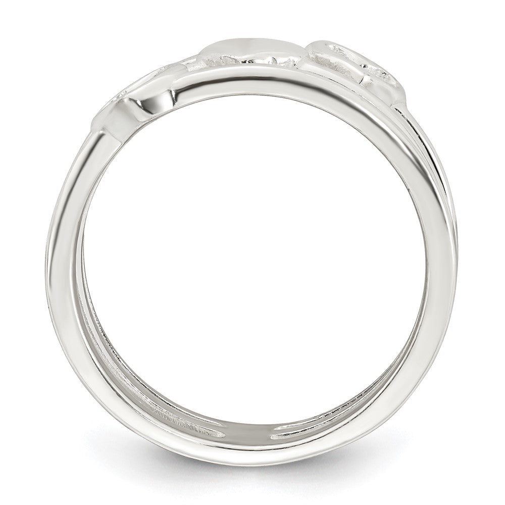 Sterling Silver Polished Hearts Three Band Size 7 Ring