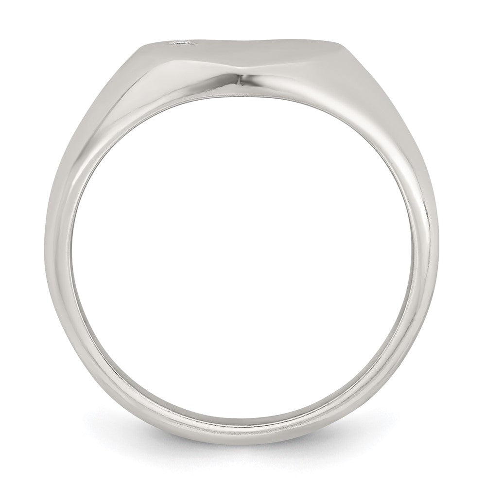 Sterling Silver Polished White CZ Heart Size 7 Signet Ring
