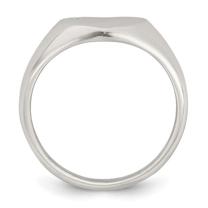 Sterling Silver Polished White CZ Heart Size 7 Signet Ring