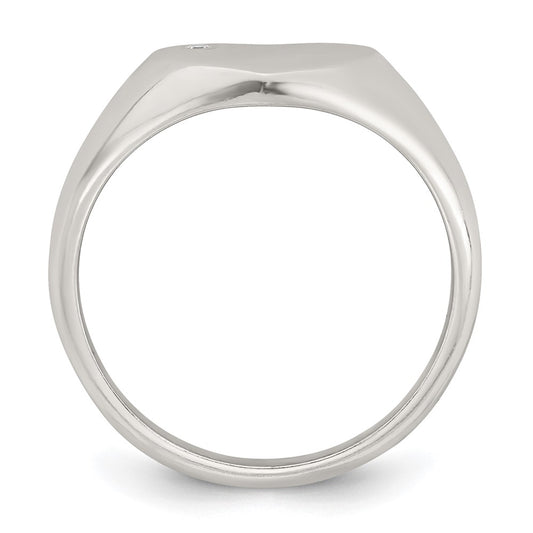 Sterling Silver Polished White CZ Heart Size 7 Signet Ring