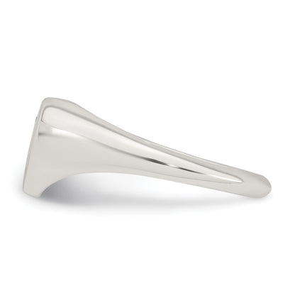 Sterling Silver Polished White CZ Heart Size 7 Signet Ring