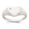 Sterling Silver Polished White CZ Heart Size 7 Signet Ring