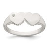 Sterling Silver Polished White CZ Double Heart Size 7 Signet Ring