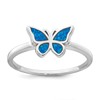 Sterling Silver Rhodium-plated Polished Blue Lab Created Opal Butterfly Size 8 Ring