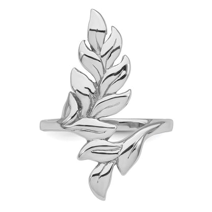 Sterling Silver Rhodium-plated Polished Leaf Size 7 Ring