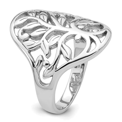 Sterling Silver Rhodium-plated Polished Fancy Tree Size 7 Ring