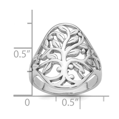 Sterling Silver Rhodium-plated Polished Fancy Tree Size 7 Ring