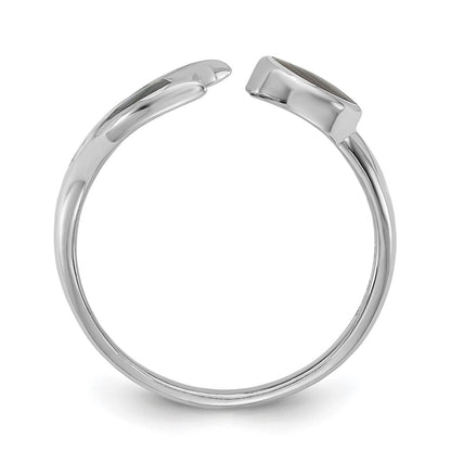 Sterling Silver Rhodium-plated Polished Abalone Whale Tail Size 6 Ring