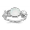 Sterling Silver Rhodium-plated Polished Oval Mother of Pearl and Sea Shell with Starfish Size 6 Ring