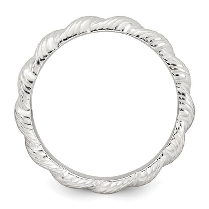 Sterling Silver Polished and Grooved Twisted Band Size 6 Ring