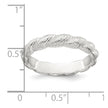 Sterling Silver Polished and Grooved Twisted Ring