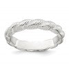 Sterling Silver Polished and Grooved Twisted Ring