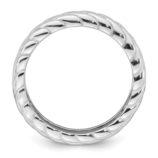 Sterling Silver Rhodium-plated Polished Chevron 5.00mm Band Size 7 Ring