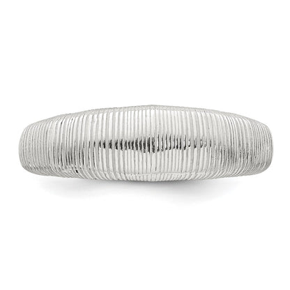 Sterling Silver Polished and Grooved Size 7 Ring