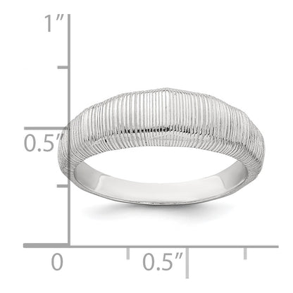 Sterling Silver Polished and Grooved Size 7 Ring