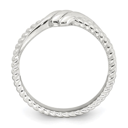 Sterling Silver Polished and Textured Fancy Twisted Size 6 Ring