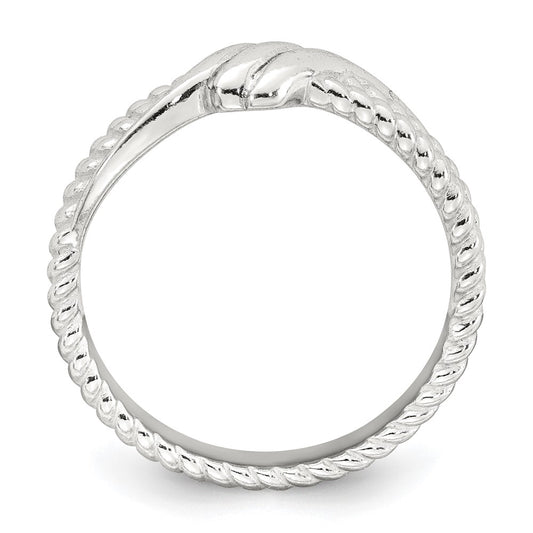Sterling Silver Polished and Textured Fancy Twisted Size 6 Ring