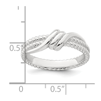 Sterling Silver Polished and Textured Fancy Twisted Size 6 Ring