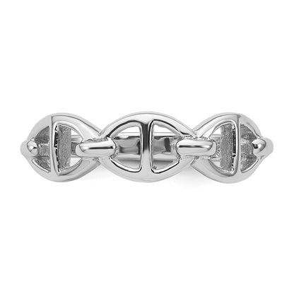 Sterling Silver Rhodium-plated Polished Mariner Link Size 6 Ring
