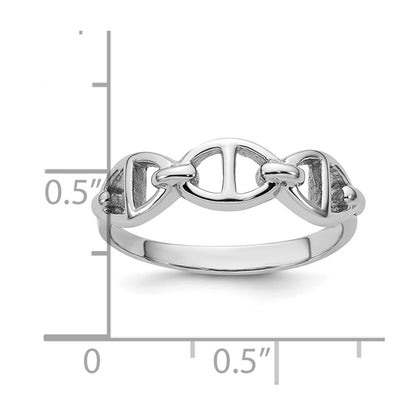 Sterling Silver Rhodium-plated Polished Mariner Link Size 7 Ring