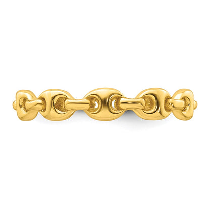 Sterling Silver Gold-tone Polished Mariner Link Size 7 Ring